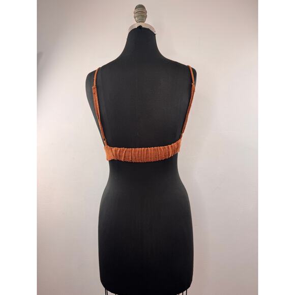 ZARA Set Brown Crop Cardigan & Top Set Eyelet V-Neck Front Button Size Small S - Picture 6 of 7